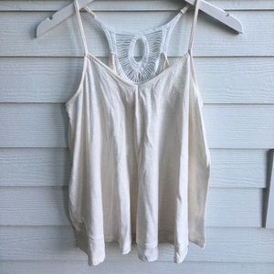 Ivory Crochet Flowy Tank